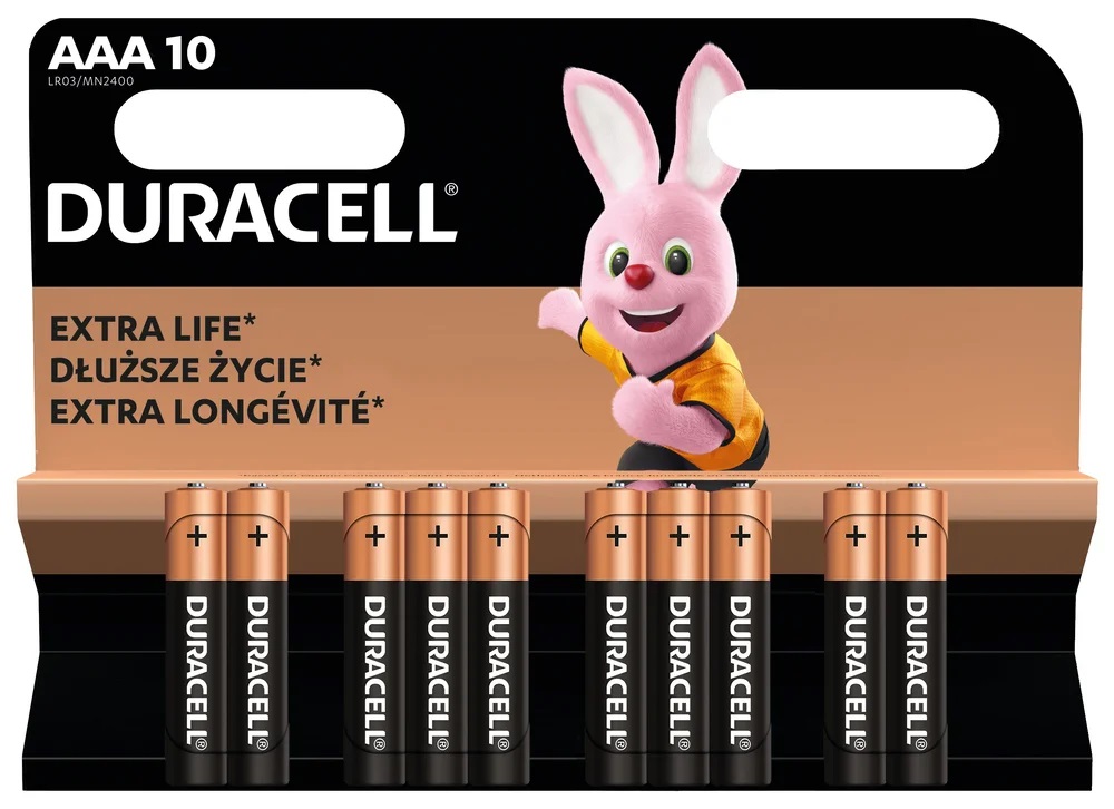 Батарейки Duracell 1027788 ААА алкалиновые 1,5v 10 шт. LR03-10BL BASIC (10/120/36480)