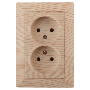 Розетка Intro Solo 4-204-11 без заземления двойная 2х2P 16А-250В IP20 СУ сосна