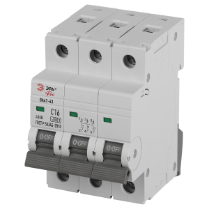 Автоматический выключатель ЭРА PRO VA63-3P16C4.5 ВА47-63 3P 16А кривая C 4,5кА