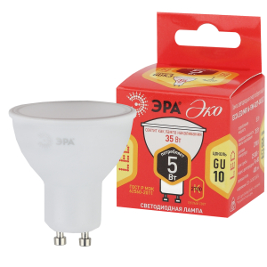 Лампа светодиодная ЭРА RED LINE ECO LED MR16-5W-827-GU10 5Вт софит теплый белый свет GU10