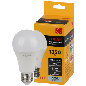 Лампа светодиодная Kodak LED A60-15W-840-E27 K 15Вт груша нейтральный белый свет Е27