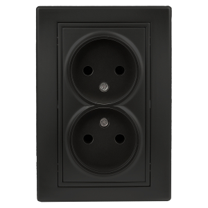 Розетка Intro Plano 1-204-05 без заземления двойная 2х2P 16А-250В IP20 СУ антрацит