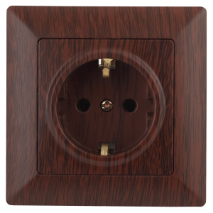 Розетка Intro Solo 4-202-10 с заземлением 2P+E Schuko 16А-250В IP20 СУ венге