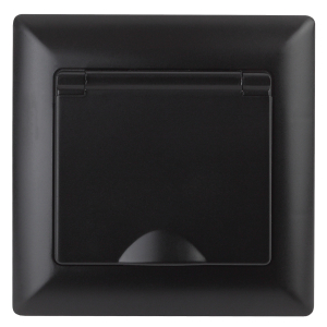 Розетка Intro Solo 4-203-05 с заземлением 2P+E Schuko с крышкой 16А-250В IP20 СУ антрацит