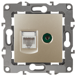 Розетка ЭРА Серия 12 12-3110-04 комбинированная RJ45+TV IP20 шампань