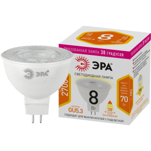 Лампа светодиодная ЭРА STD LED Lense MR16-8W-827-GU5.3 8Вт линзованная софит теплый белый свет GU5.3