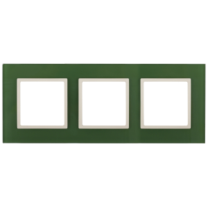 14-5103-27 ЭРА Рамка на 3 поста, стекло, Эра Elegance, зелёный+сл.кость (5/25/900)