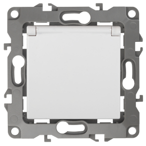 Розетка ЭРА Серия 12 12-2003-01 с заземлением 2P+E Schuko со шторками с крышкой 16А-250В б.л. белый