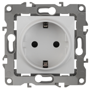 Розетка ЭРА Серия 12 12-2002-01 2P+E Schuko со шторками 16A-250В IP20 без м.лапок белый