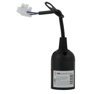 Патрон ЭРА Е27 с клеммной колодкой пластиковый черный