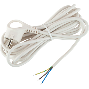 Шнур сетевой с вилкой ЭРА  UX-3x0,75-5m-W с заземлением 5м ПВС 3x0,75мм2 белый