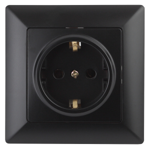 Розетка Intro Solo 4-202-05 с заземлением 2P+E Schuko 16А-250В IP20 СУ антрацит