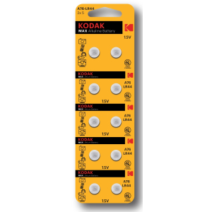 Батарейки Kodak AG13 (357) LR1154, LR44 [KAG13-10] MAX Button Cell (100/1000/70000)