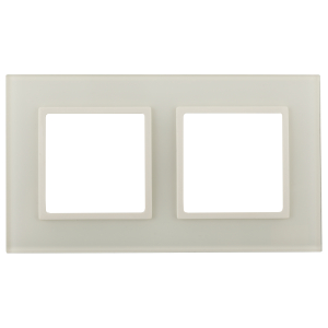 Рамка для розеток и выключателей ЭРА Elegance 14-5102-02 на 2 поста, стекло, слоновая кость+сл. кость, белое основание