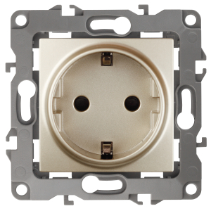 Розетка ЭРА Серия 12 12-2001-04 с заземлением 2P+E Schuko 16A-250В IP20 без м.лапок шампань