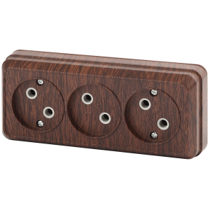 Розетка Intro Quadro 2-205-10 без заземления тройная 3х2P 16А-250В IP20 ОУ венге
