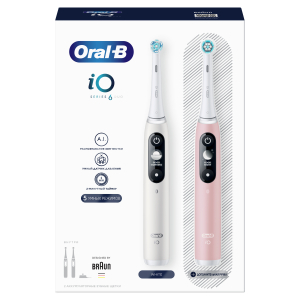 Набор электрических зубных щеток ORAL-B iO Series 6 Duo/iOM6d.2I6.1 WT/LR 2 шт белая, розовая