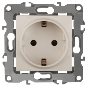 Розетка ЭРА Серия 12 12-2102-02 с заземлением 2P+E Schuko со шторками 16A-250В IP20 слоновая кость
