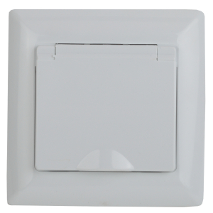 Розетка Intro Solo 4-203-01 с заземлением 2P+E Schuko с крышкой 16А-250В IP20 СУ белый