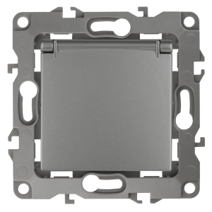 Розетка ЭРА Серия 12 12-2103-12 2P+E Schuko со шторками с крышкой 16A-250В IP20 графит