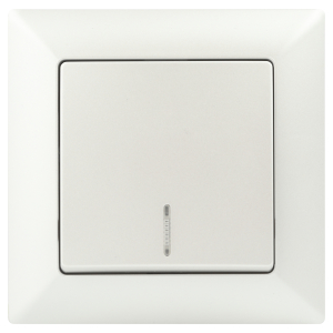 Выключатель Intro Solo 4-102-06 одноклавишный с подсветкой, 10А-250В, IP20, СУ, перламутр