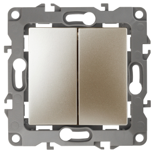 12-1106-04 ЭРА Переключатель двойной, 10АХ-250В, IP20, Эра12, шампань (10/100/2500)