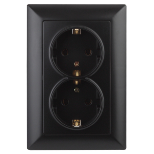 Розетка Intro Solo 4-205-05 с заземлением двойная 2X2P+E Schuko 16А-250В IP20 СУ антрацит