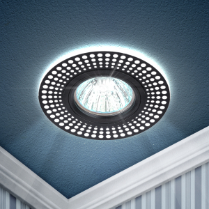 Светильник встраиваемый cо светодиодной подсветкой ЭРА DK LD41 WH/BK под лампу MR16 GU5.3 белый/черный