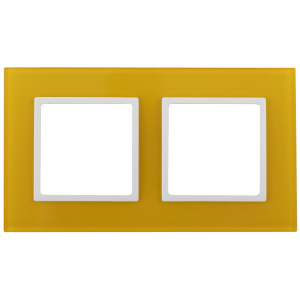 14-5102-21 ЭРА Рамка на 2 поста, стекло, Эра Elegance, жёлтый+бел (5/50/1200)