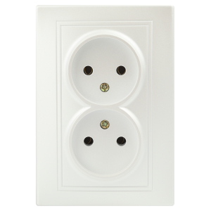 Розетка Intro Plano 1-204-06 без заземления двойная 2х2P 16А-250В IP20 СУ перламутр