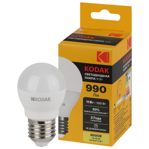 Лампа светодиодная Kodak LED P45-11W-830-E27 K 11Вт шар теплый белый свет Е27