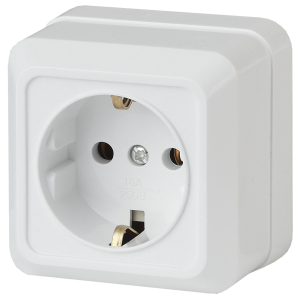 Розетка Intro Quadro 2Э-202-01 с заземлением 2P+E Schuko 16А-250В IP20 ОУ без монтажной пластины белый