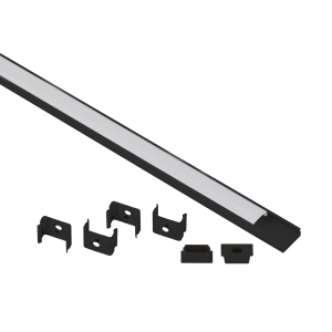 Комплект с накладным анодированным профилем ЭРА 1506B 15х6мм, 2м, черный САВ262