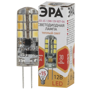 Лампа светодиодная ЭРА STD LED JC-1,5W-12V-827-G4 1,5Вт капсула теплый белый свет G4