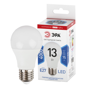 Лампа светодиодная ЭРА STD LED A60-13W-127V-840-E27 13Вт груша нейтральный белый свет Е27