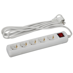 Удлинитель электрический ЭРА  U-5es-3m-3x1 с заземлением с выключателем 5 розеток 3м ПВС 3x1мм2 16А