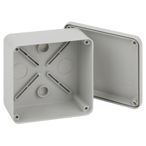 Распаячная коробка ЭРА KORvp приборная подъездная открытой установки 100х100х50мм на винтах с гладкими стенками IP55