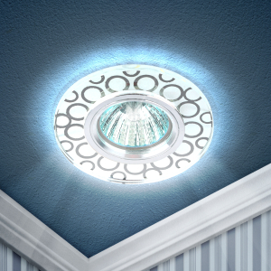 Светильник встраиваемый cо светодиодной подсветкой ЭРА DK LD46 SL под лампу MR16 GU5.3 зеркальный