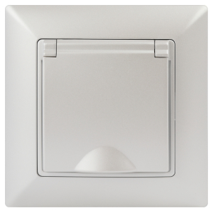 Розетка Intro Solo 4-203-06 с заземлением 2P+E Schuko с крышкой 16А-250В IP20 СУ перламутр