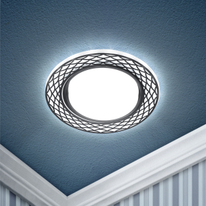 Светильник встраиваемый cо светодиодной подсветкой ЭРА DK LD37 WH/BK под лампу GX53 белый/черный