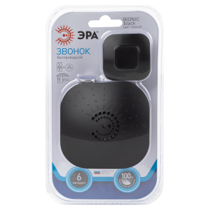 Звонок дверной ЭРА BIONIC Black беспроводной, черный, 6 мелодий