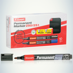233838 Luxor Маркер перманентный  PERMAMENT MARKER 250, ЧЕРНЫЙ пулевидный 1/3мм(3451) (144/576/13824)