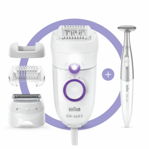 Эпилятор Braun S5 SE 5-825P Purple 4 насадки и триммер, белый/фиолетовый тип 5340