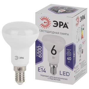 Лампа светодиодная ЭРА STD LED R50-6W-860-E14 6Вт рефлектор холодный дневной свет Е14