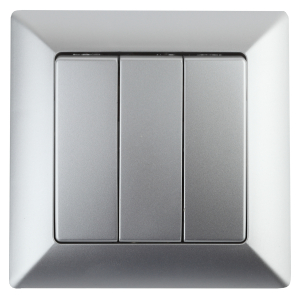 Выключатель Intro Solo 4-106-03 трехклавишный 10А-250В, IP20, СУ, алюминий