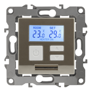 12-4111-04 ЭРА Терморегулятор универс. 230В-Imax16А, IP20, Эра12, шампань (6/60/1200)