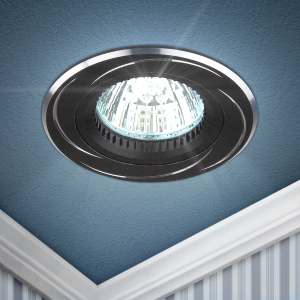 Светильник встраиваемый алюминиевый ЭРА KL34 AL/BK/1 под лампу MR16 GU5.3 черный/хром