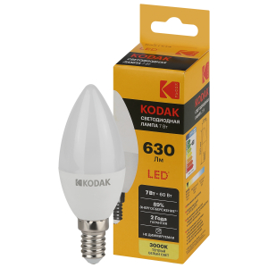 Лампа светодиодная Kodak LED B35-7W-830-E14 K 7Вт свеча теплый белый свет Е14