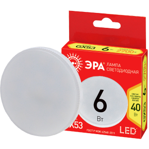 Лампа светодиодная ЭРА RED LINE ECO LED GX-6W-827-GX53 6Вт таблетка теплый белый свет GX53