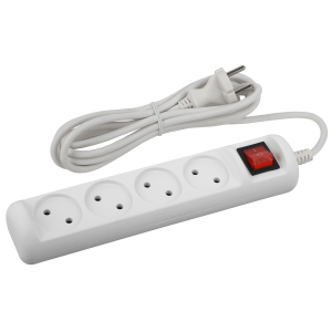 Удлинитель электрический ЭРА  U-4s-1,5m-2x1 без заземления c выключателем 4 розетки 1,5м ПВС 2x1мм2 10А